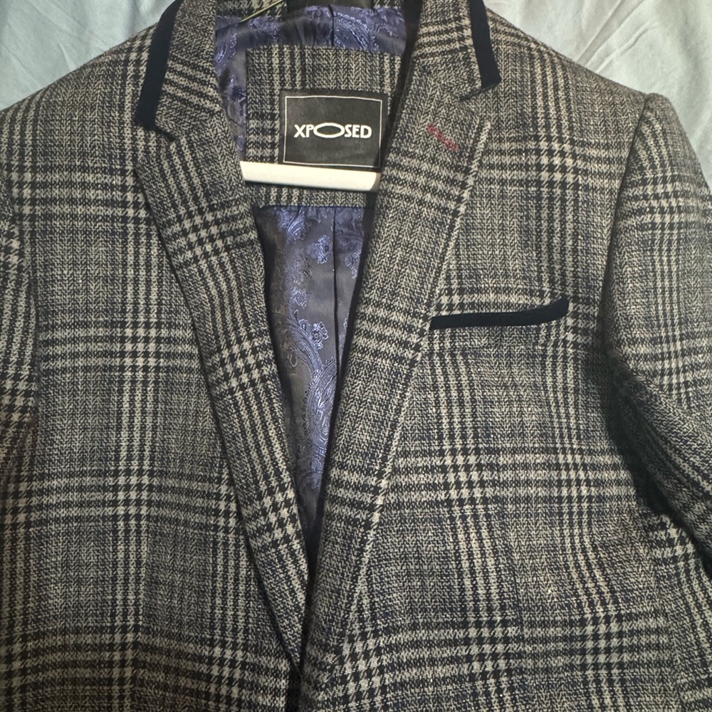 38R Gray Plaid Men's Blazer XPOSED LONDON